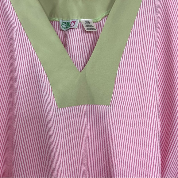 ElleO pink & green seersucker tunic top or beach coverup XS/S - Picture 4 of 8